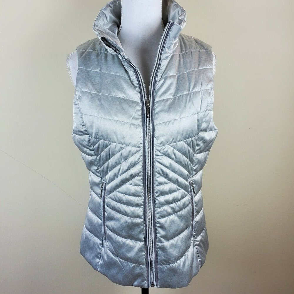 WHBM White House Black Market Silver Metallic Quilted Vest Women's Size S NWT